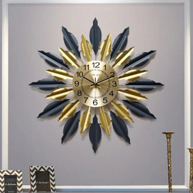 Black and Golden Designer Metal Wall Clock – A Bold Statement for Your Space