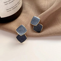 Blue Marble Enamel Stud Earrings – Contemporary Dual-Tone Imitation Jewelry