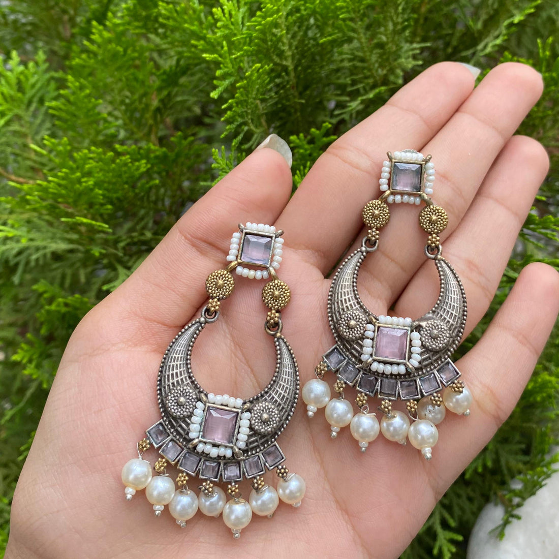 Blush Moon Pearl Chandbalis – A Soft Glow of Elegance and Romance