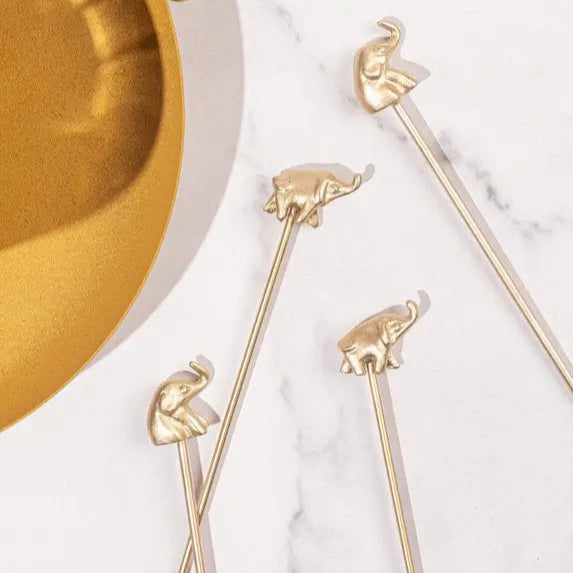 Brass Elephant Cocktail Stirrers – Elegant Barware with a Touch of Heritage