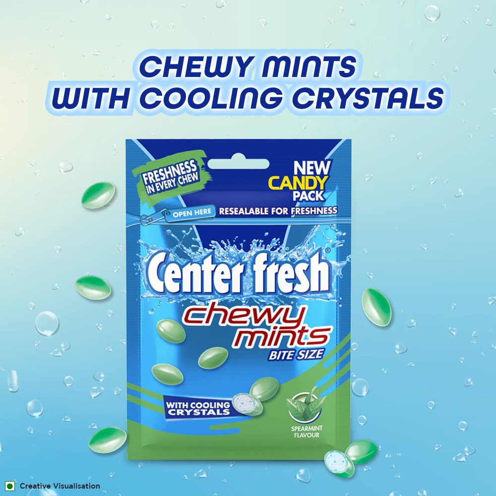 CENTER FRESH Mints Chewy Mints, Spearmint Flavour Candy Pouch