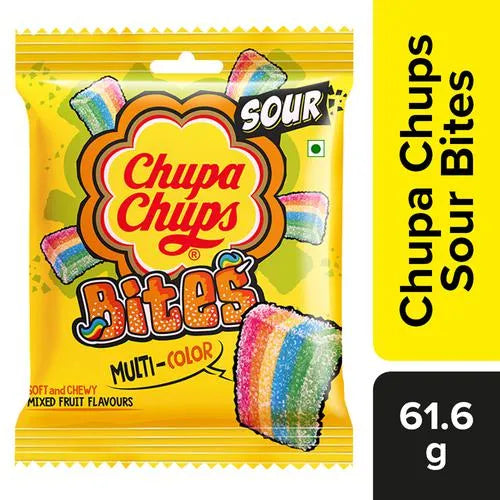 Chupa Chups Sour Bites, Mixed Fruit Flavour, Soft & Chewy Toffee