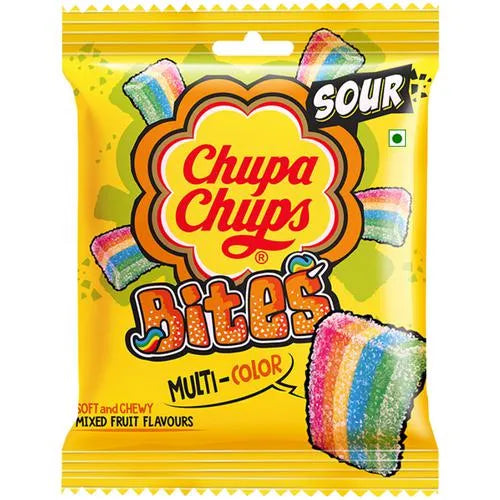 Chupa Chups Sour Bites, Mixed Fruit Flavour, Soft & Chewy Toffee