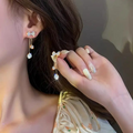 Crystal Drop Bow Earrings – Dainty Gold Danglers with Sparkling Charm