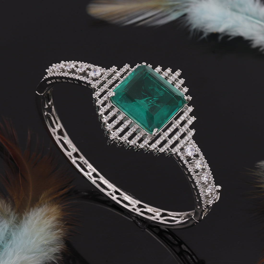 Diamond Cut Stone Bangle Kada for Women – A Sparkling Symbol of Elegance and Grace