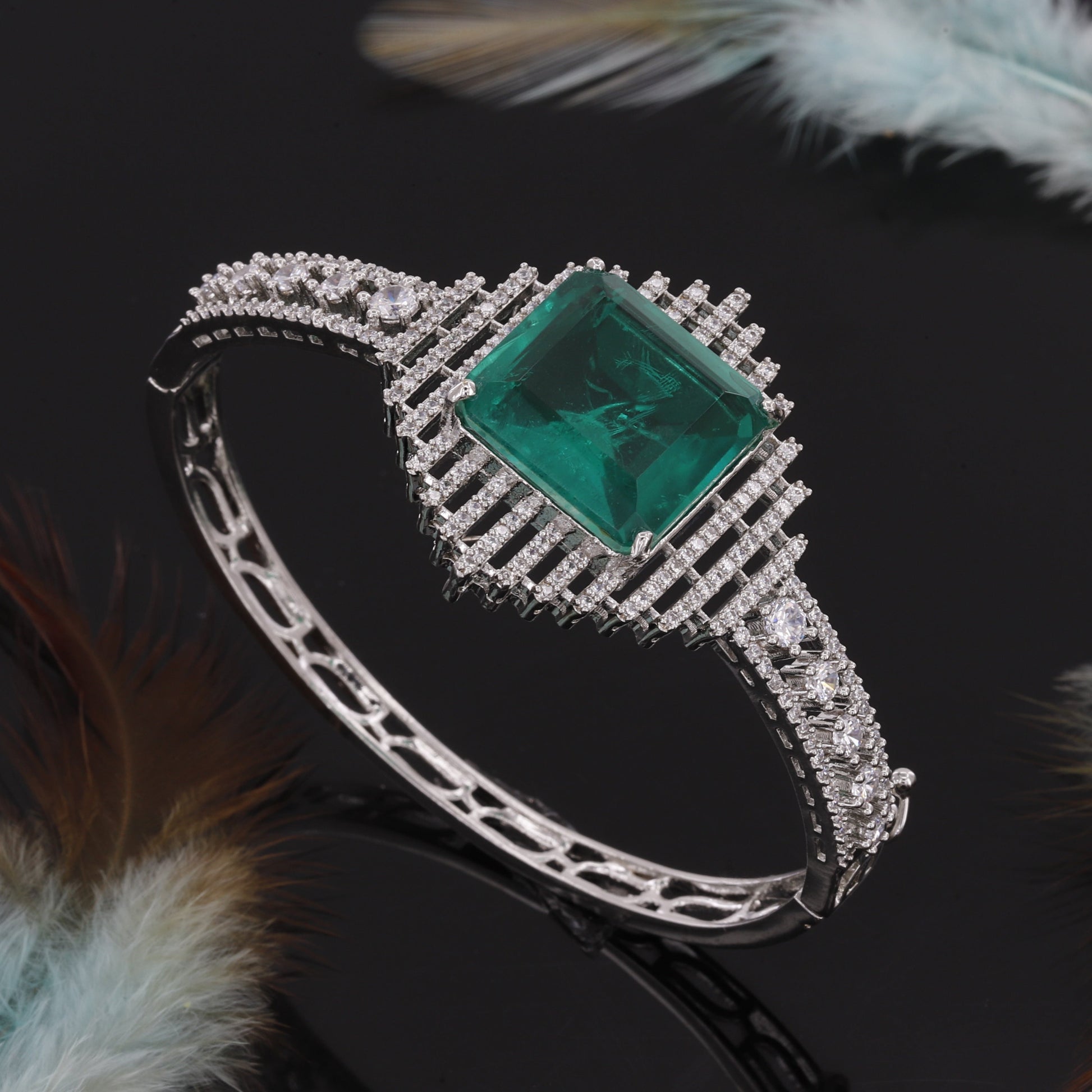 Diamond Cut Stone Bangle Kada for Women – A Sparkling Symbol of Elegance and Grace