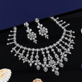 Diamond Flower Design Silver Diamond Necklace – A Floral Touch of Elegance and Radiance