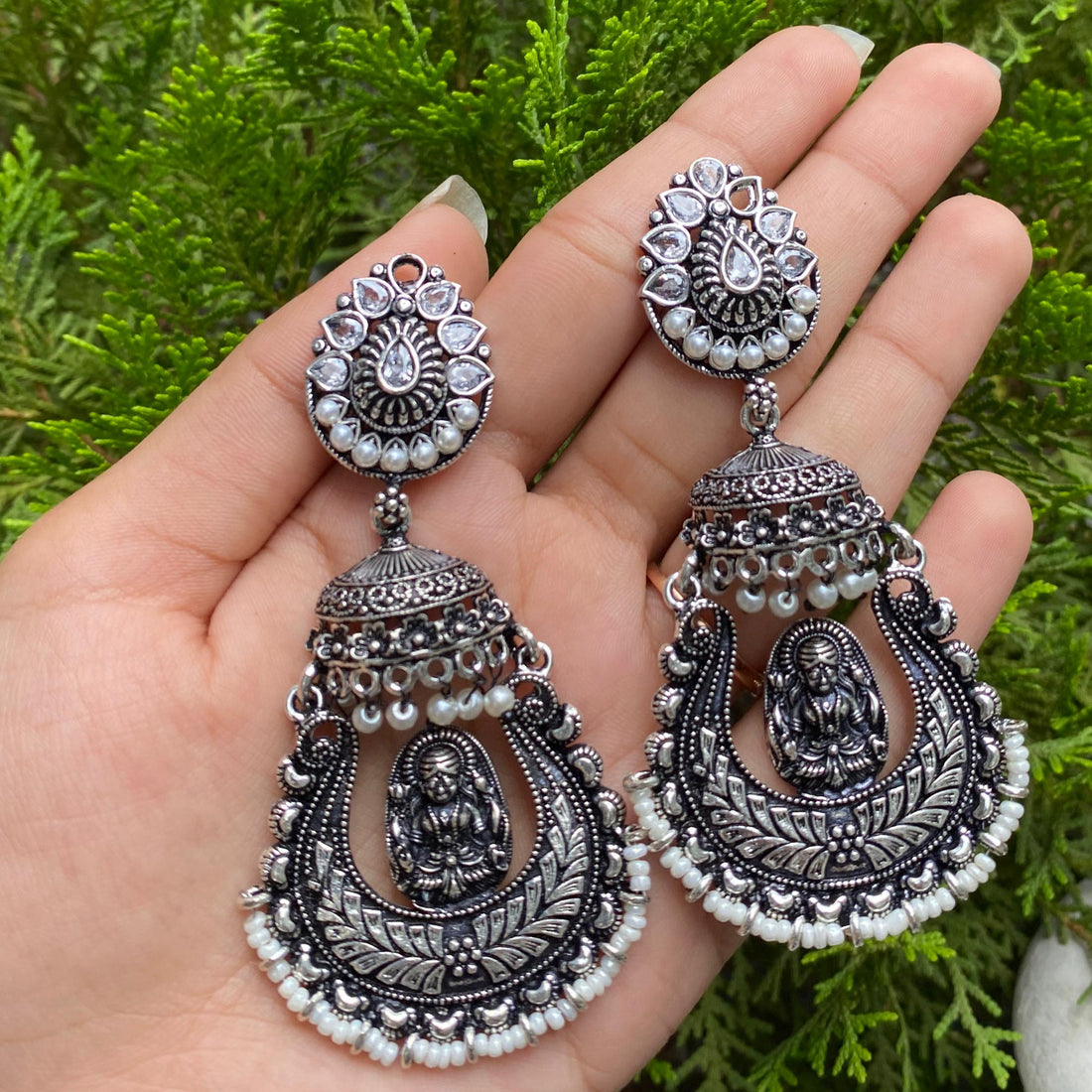 Divine Goddess Antique Jhumkas – A Timeless Tribute to Feminine Power