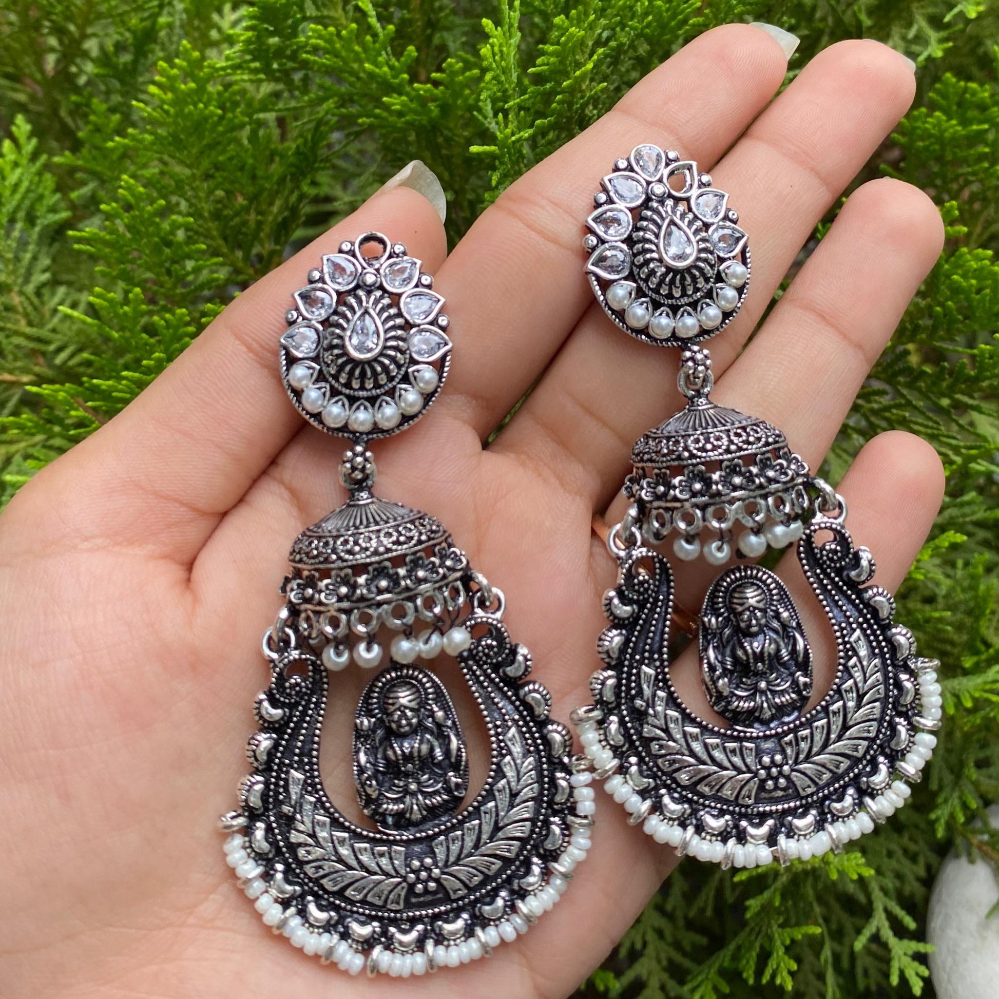 Divine Goddess Antique Jhumkas – A Timeless Tribute to Feminine Power