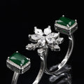 Double Finger Wear Silver Diamond Ring – A Bold Statement of Luxury and Modern Chic