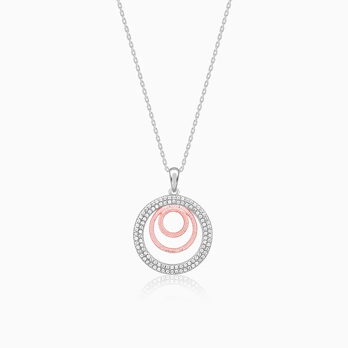 Dual Tone Luna Halo Pendant – Moonlit Grace in Pure 925 Silver