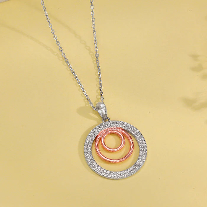 Dual Tone Luna Halo Pendant – Moonlit Grace in Pure 925 Silver