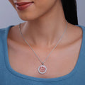 Dual Tone Luna Halo Pendant – Moonlit Grace in Pure 925 Silver