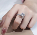 Elegant Solitaire Diamond Ring – 925 Sterling Silver with Floral Design