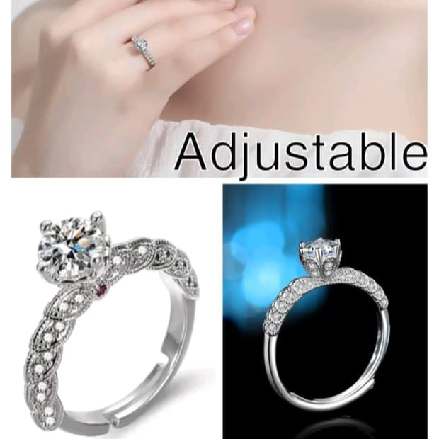 Elegant Solitaire Diamond Ring – 925 Sterling Silver with Floral Design