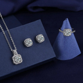Elegant Solitaire Imitation Jewelry Set – Timeless Sparkle in a Complete Trio