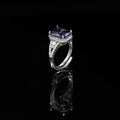 Emerald Cut Diamond Freesize Silvertone Ring – A Radiant Blend of Modern Sophistication and Timeless Charm