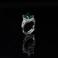 Emerald Cut Diamond Freesize Silvertone Ring – A Radiant Blend of Modern Sophistication and Timeless Charm