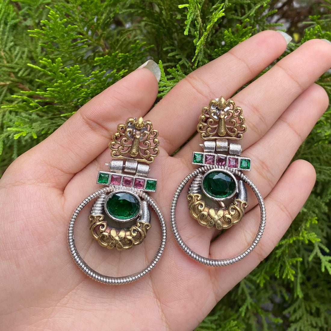 Emerald Royal Hoop Chandbali – A Symphony of Grandeur and Grace