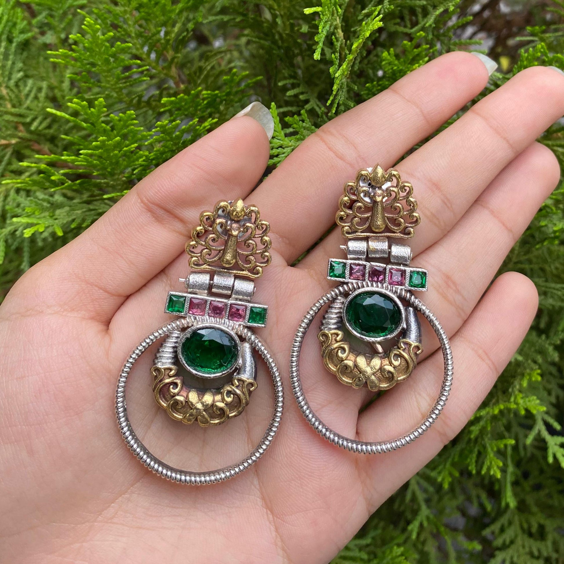 Emerald Royal Hoop Chandbali – A Symphony of Grandeur and Grace