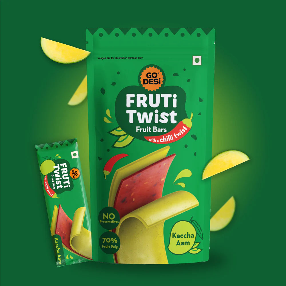 FRUTi Twist - Kaccha Aam | Fruit Bars  | Guava Papad - 10 Pcs