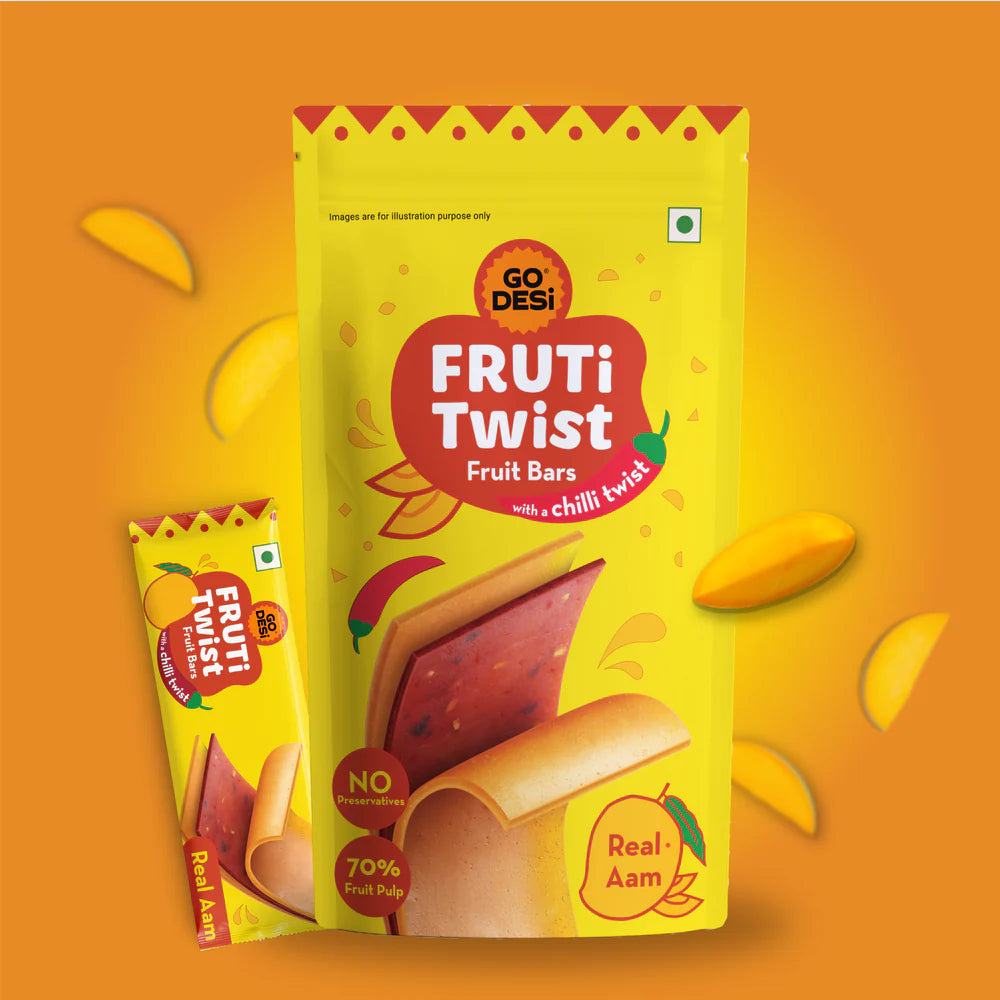 FRUTi Twist - Real Aam | Fruit Bars  | Guava Papad - 10 Pcs