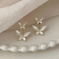 Floral Blossom Enamel Earrings – Elegant White Petal & Gold Jewelry for Women