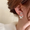Floral Blossom Enamel Earrings – Elegant White Petal & Gold Jewelry for Women