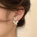 Floral Blossom Enamel Earrings – Elegant White Petal & Gold Jewelry for Women
