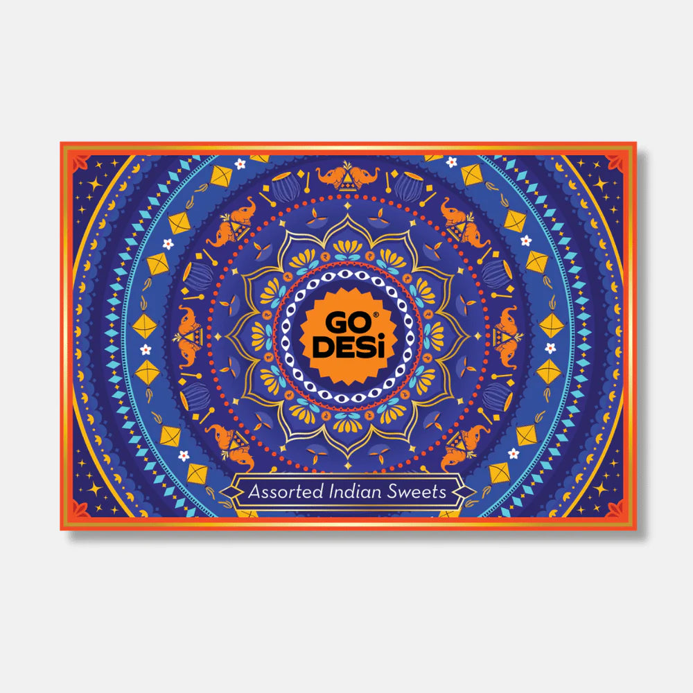 GO DESi - Assorted Meetha Diwali Gift Box | Diwali Diya | Kaju Katli | Besan Laddoo | Mysore Pak | Badam Coconut Barfi