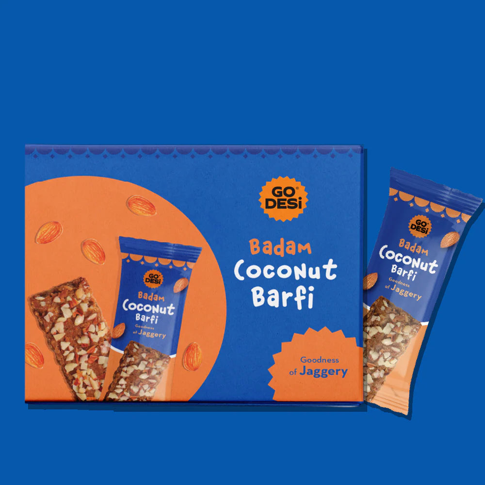 GO DESi - Badam Coconut Barfi (Pack of 8 Pcs)