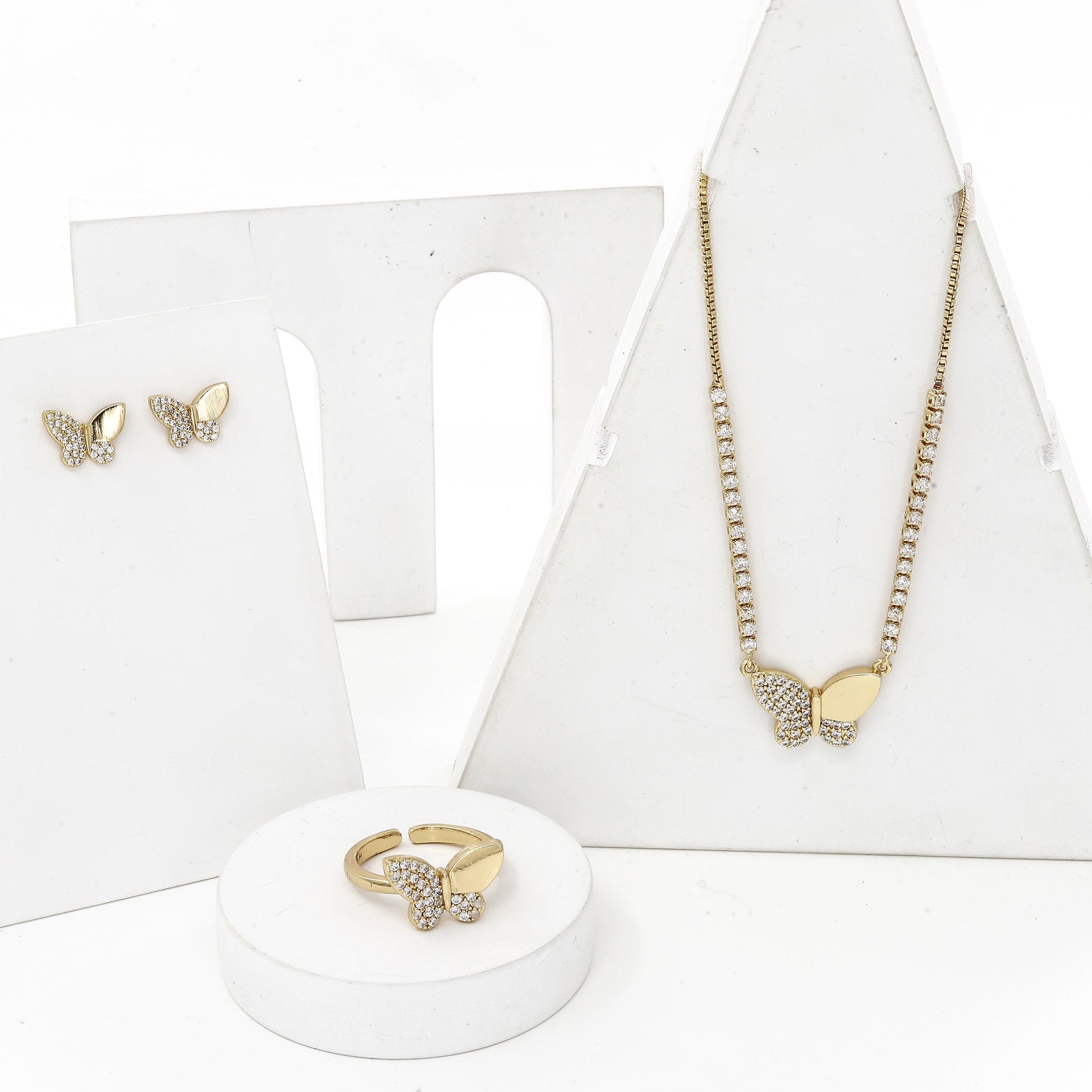 Gold-Polished Waterproof Butterfly Design Combo Jewelry – Elegance with Everyday Durability