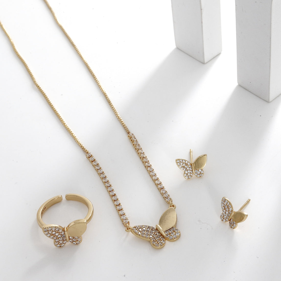 Gold-Polished Waterproof Butterfly Design Combo Jewelry – Elegance with Everyday Durability