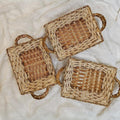 Golden Colour Rectangle Multipurpose Plastic Cane Look Basket – Elegant Gift Hamper & Decor Solution