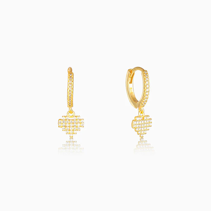 Golden Hanging Heart Hoop Earrings – Romantic Glow in Pure 925 Silver