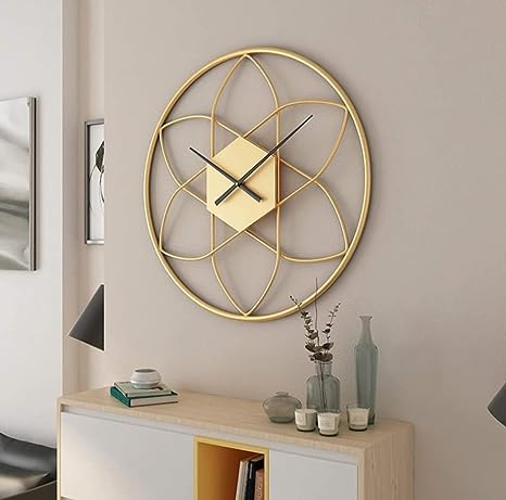 Golden Iron Flower Metal Wall Clock – Elegance in Every Tick