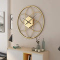 Golden Iron Flower Metal Wall Clock – Elegance in Every Tick