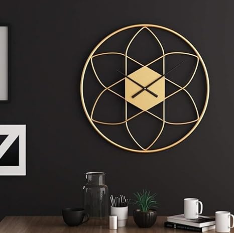 Golden Iron Flower Metal Wall Clock – Elegance in Every Tick
