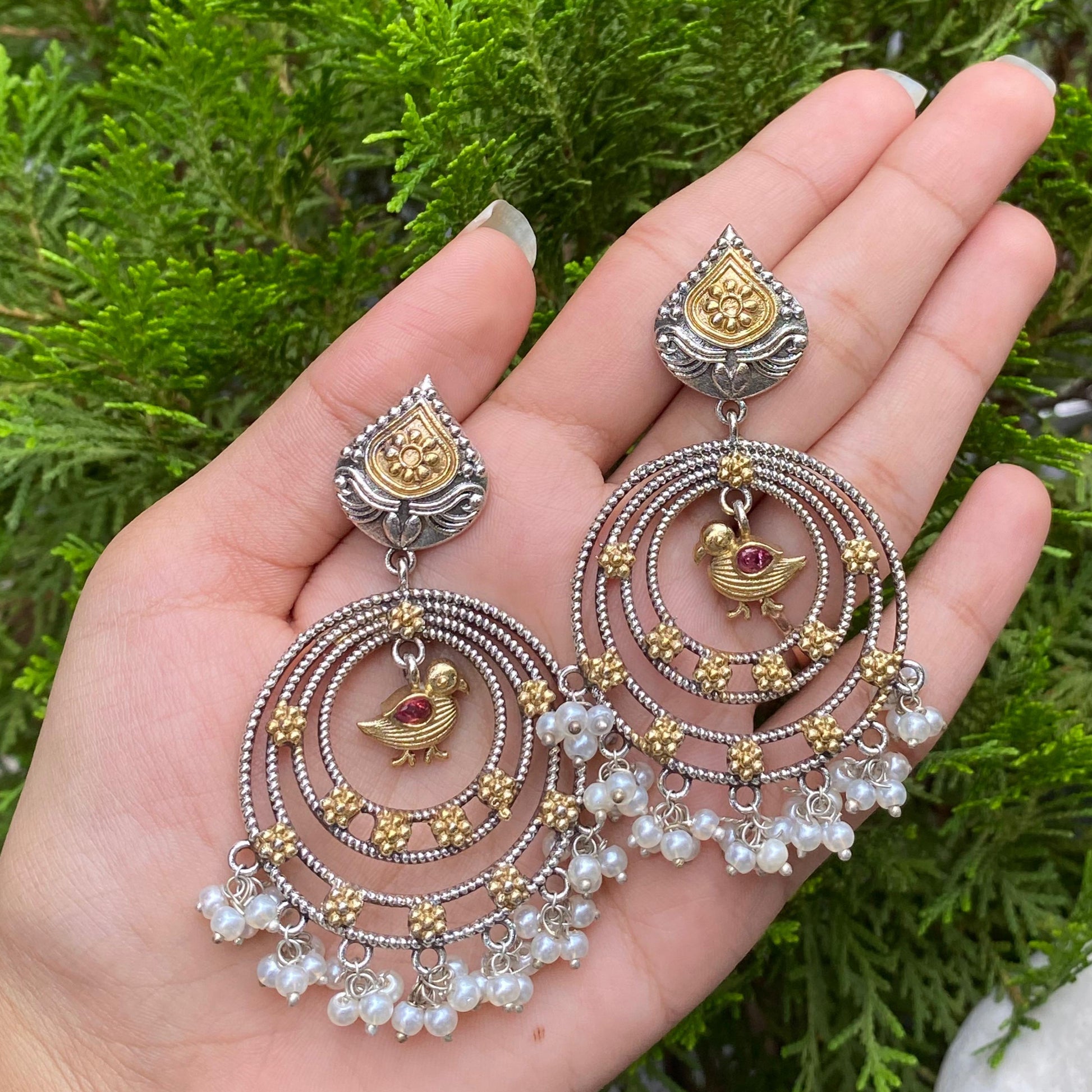Golden Sparrow Chandbalis – A Delicate Dance of Light and Elegance