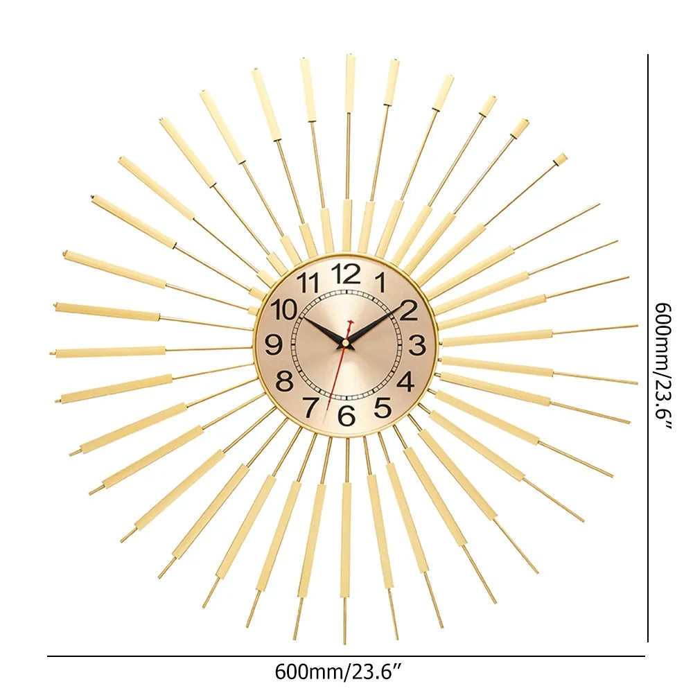 Golden Sun Metal Wall Clock – Radiance and Elegance in Every Tick