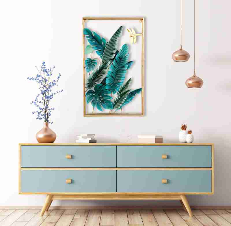 Green and Golden Frame Metal Wall Art – A Fusion of Elegance and Vibrancy