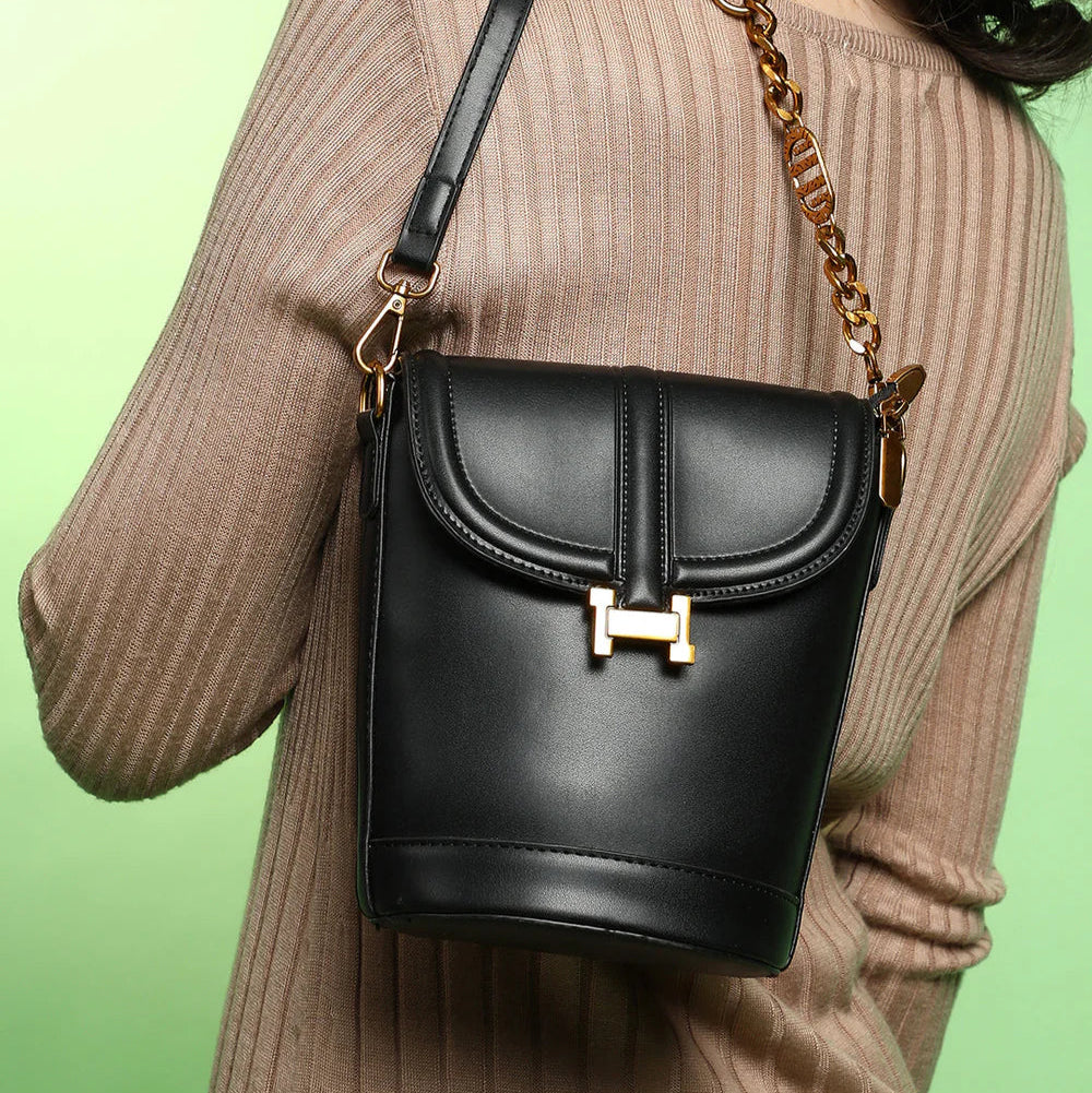 The Monogram Sling Bag – Midnight Black – A Chic Fusion of Elegance and Function