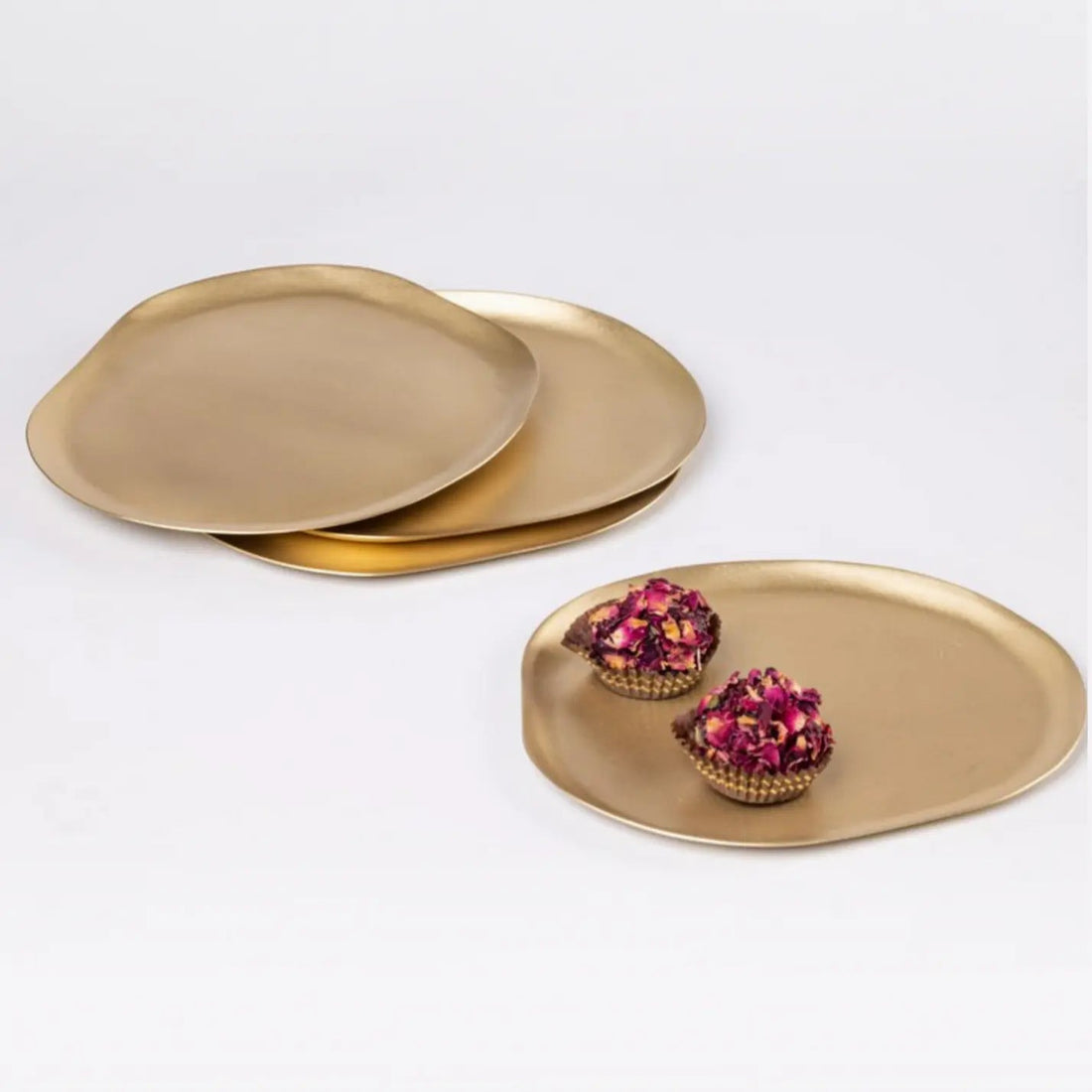 Haifa Brass Tapas Plates – Set of 4 | A Touch of Luxury for Your Dining Experience