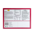 Back of a food packaging box with text and labels on a white background