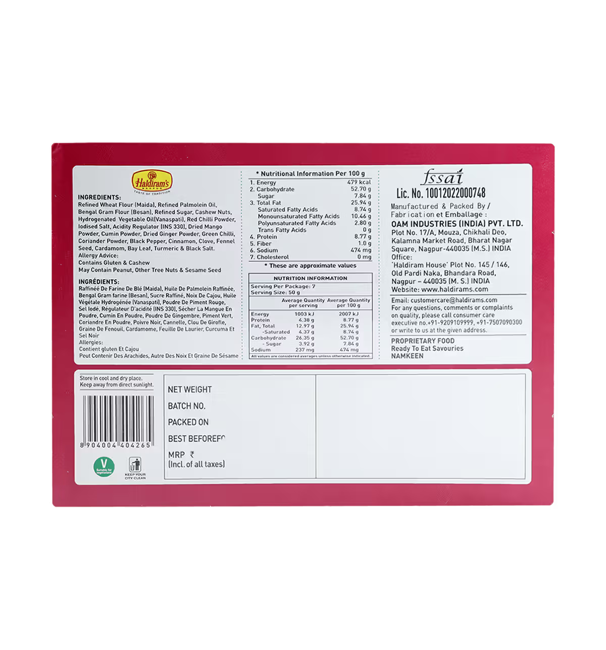 Back of a food packaging box with text and labels on a white background