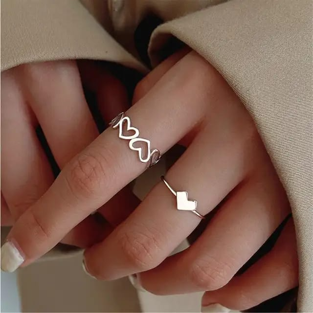 Heartfelt Duo Ring Set – Double the Charm, Every Single Day