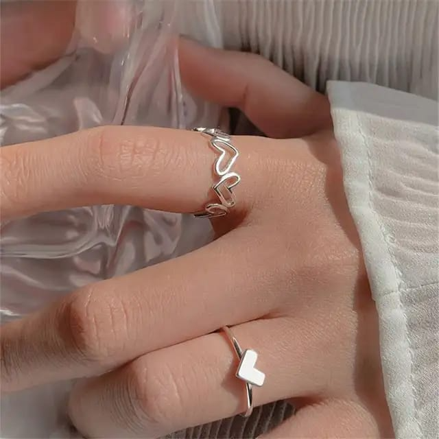 Heartfelt Duo Ring Set – Double the Charm, Every Single Day