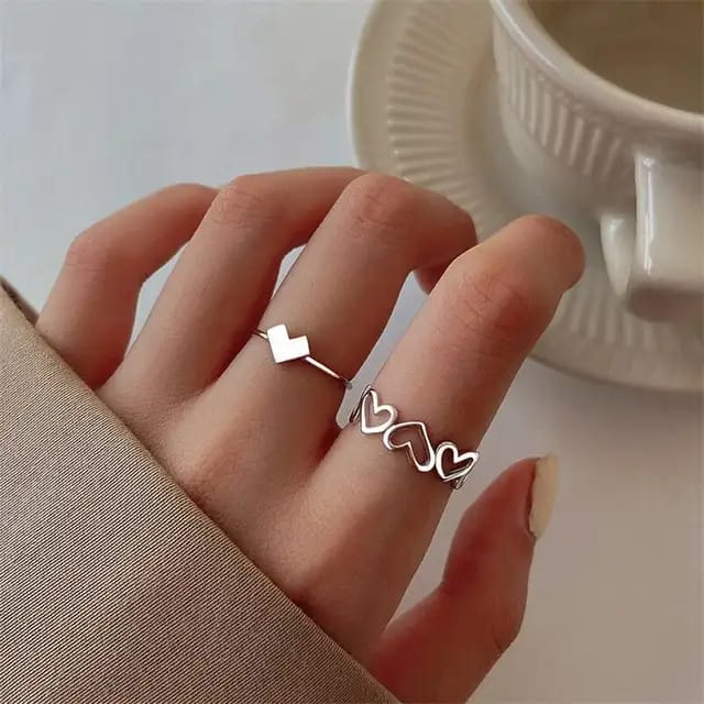 Heartfelt Duo Ring Set – Double the Charm, Every Single Day