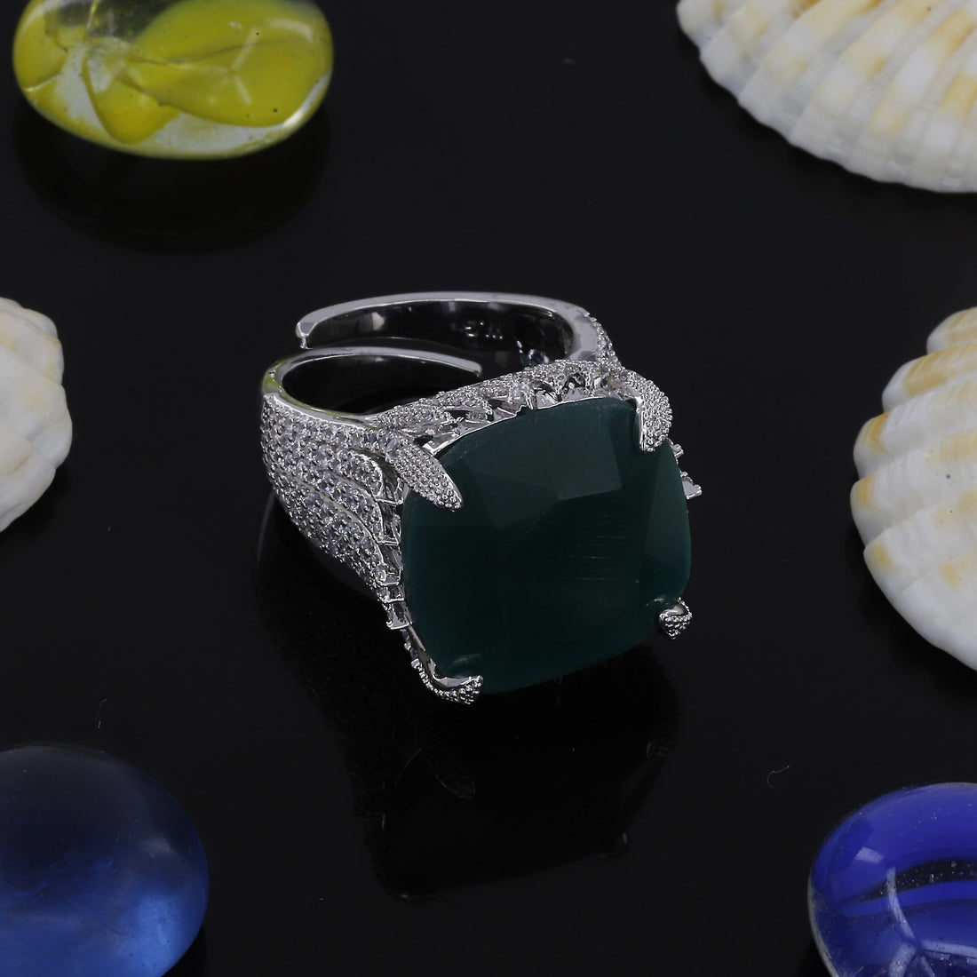 Heavy Mint Green Stone Finger Ring – A Bold Pop of Color and Elegance