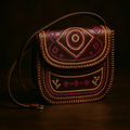 Heritage Leather Side Bag with Dedhi Work – Timeless Craftsmanship & Style